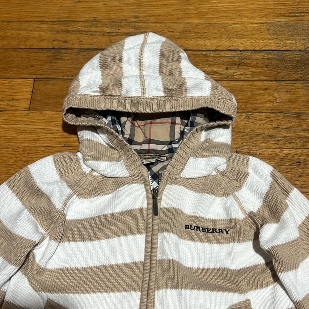 Burberry Tan and White Striped Kids Hoodie - Picture 4 of 14